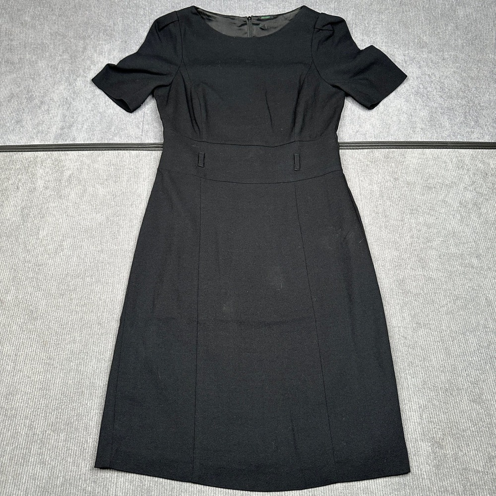 United Colors of Benetton Stile Black Sheath Dress Short Sleeve Sz 42 Y2k